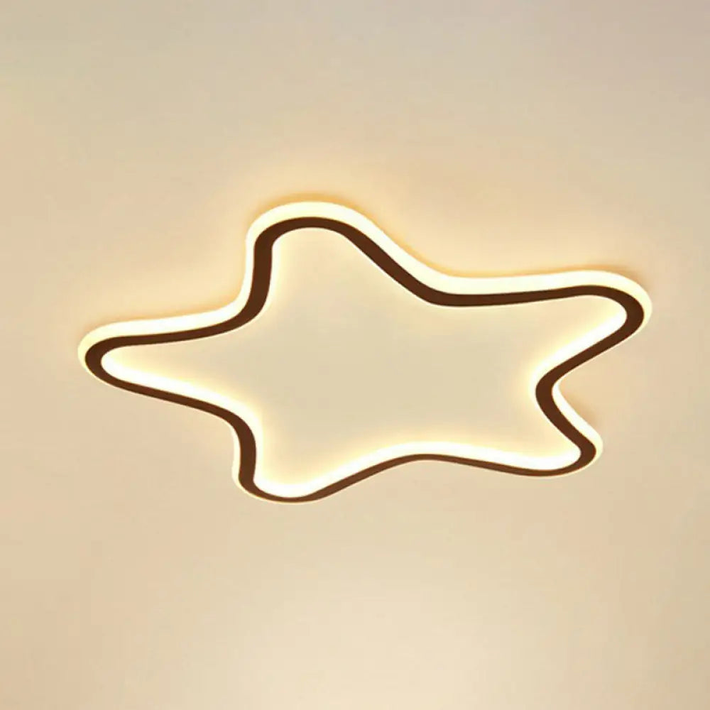 Modern Aluminum Led Flush Ceiling Light For Kids Bedroom - Loop In Black / Warm Star