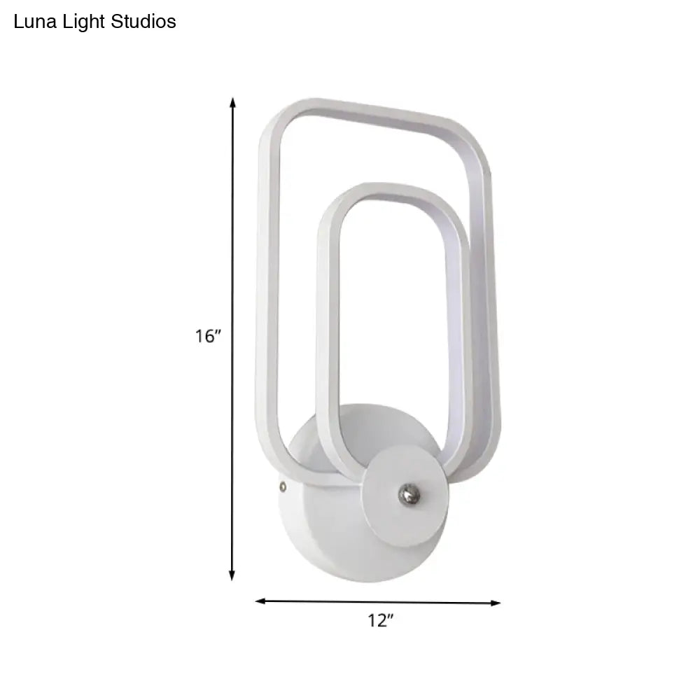 Modern Aluminum Led Wall Sconce In Warm/White Light - Rectangle Frame Minimalist Design