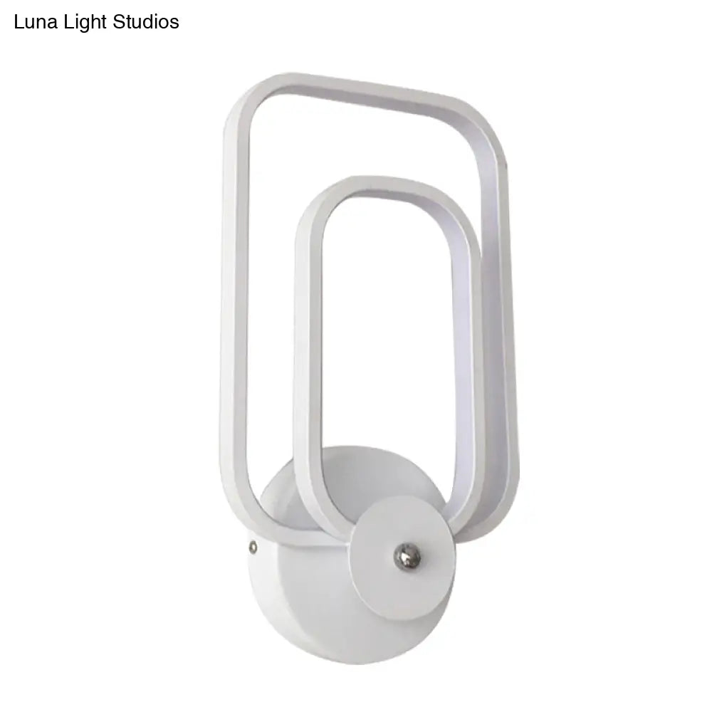 Modern Aluminum Led Wall Sconce In Warm/White Light - Rectangle Frame Minimalist Design