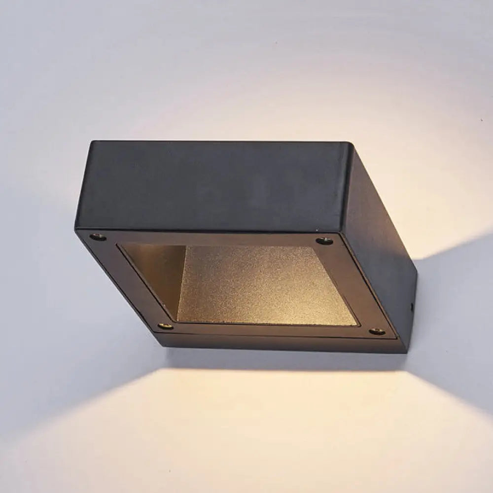 Modern Aluminum Led Wall Sconce Light Fixture - Square Shade Design Warm/White Black Finish For