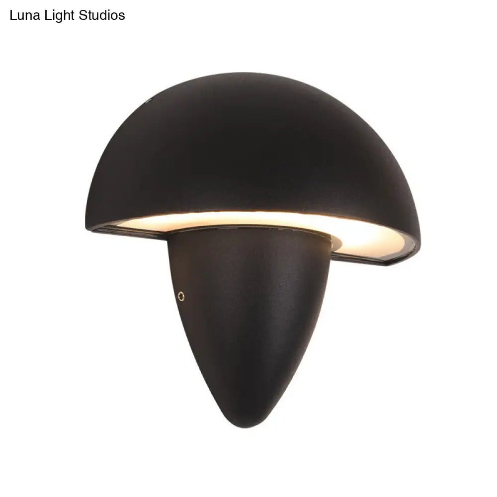 Modern Aluminum Mushroom Design Wall Sconce Led Black Lamp For Porch Warm/White Lighting