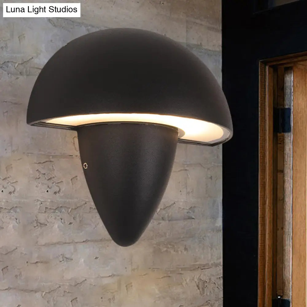 Modern Aluminum Mushroom Design Wall Sconce Led Black Lamp For Porch Warm/White Lighting