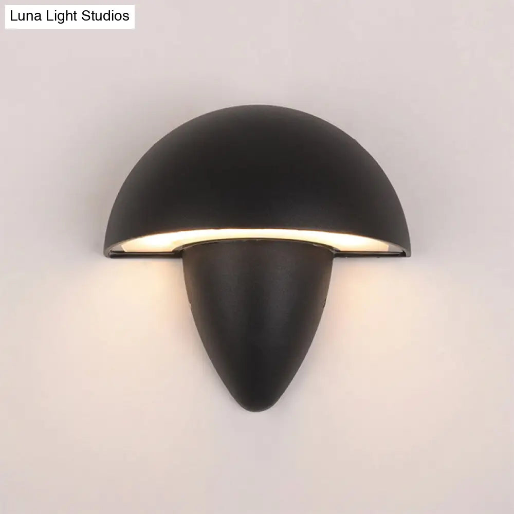 Modern Aluminum Mushroom Design Wall Sconce Led Black Lamp For Porch Warm/White Lighting