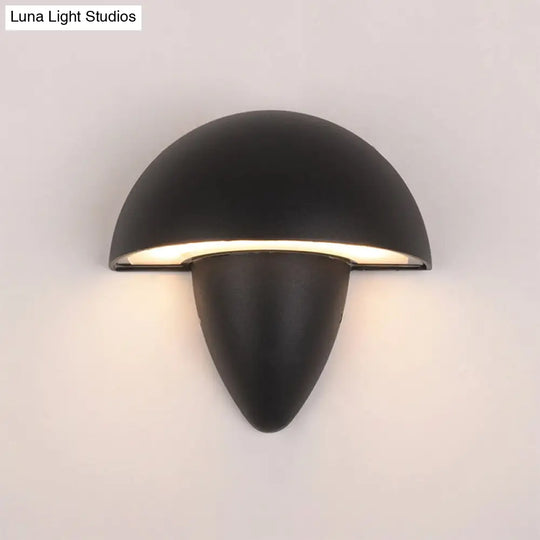 Modern Aluminum Mushroom Design Wall Sconce Led Black Lamp For Porch Warm/White Lighting