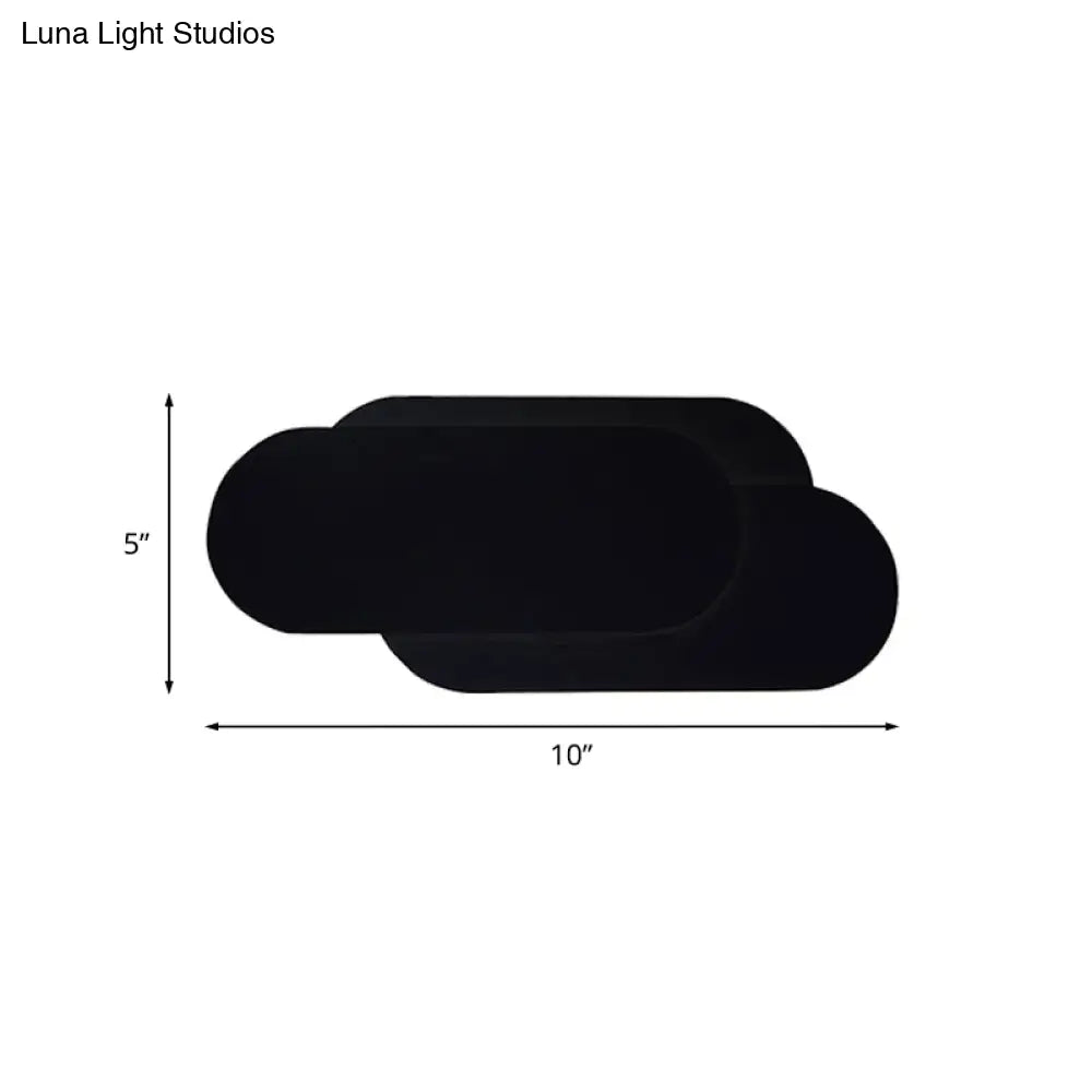 Modern Aluminum Oval Wall Washer Lamp With Led Warm/White Light Bedroom Lighting In Black Finish