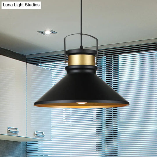 Modern Aluminum Pendant Light With Wide Flared Shade - Ideal For Industrial Dining Rooms
