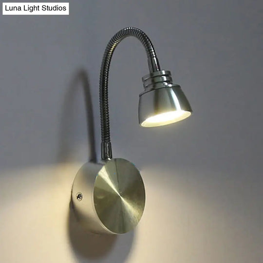 Modern Aluminum Reading Wall Lamp With Adjustable Arm - Led Chrome Light Sconce