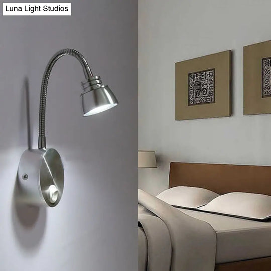 Modern Aluminum Reading Wall Lamp With Adjustable Arm - Led Chrome Light Sconce