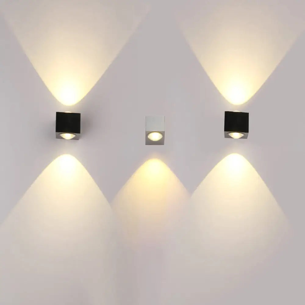 Modern Aluminum Rgb Wall Light - Black/Brushed Silver; Single/Double Sided Led; Ideal For Corridor