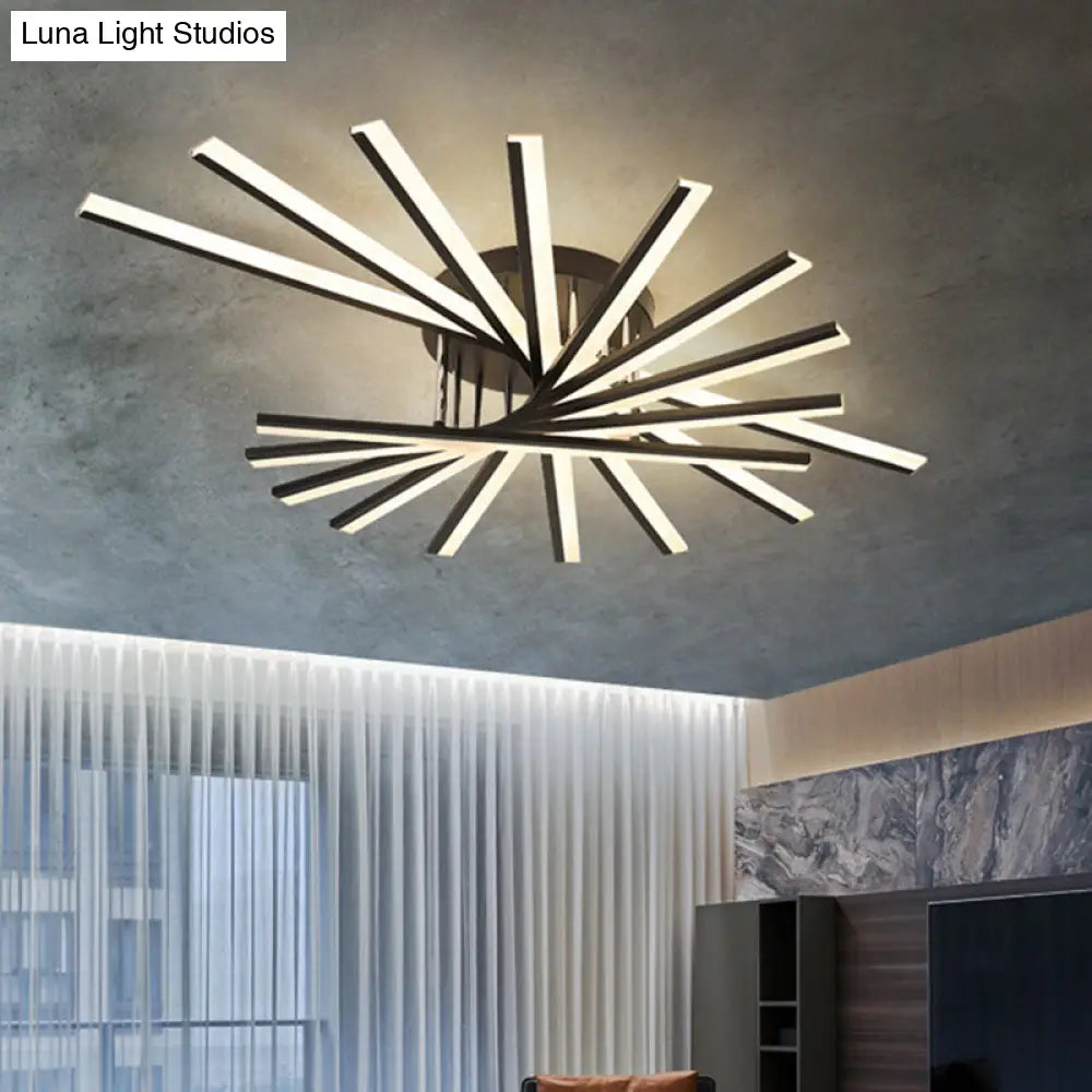 Modern Aluminum Semi Flush Mount Led Ceiling Lamp - Sleek Crossed Line Design For Simplicity And