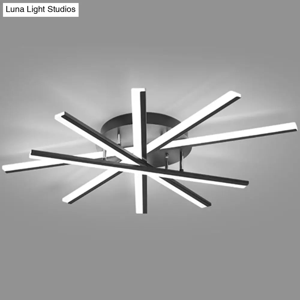 Modern Aluminum Semi Flush Mount Led Ceiling Lamp - Sleek Crossed Line Design For Simplicity And