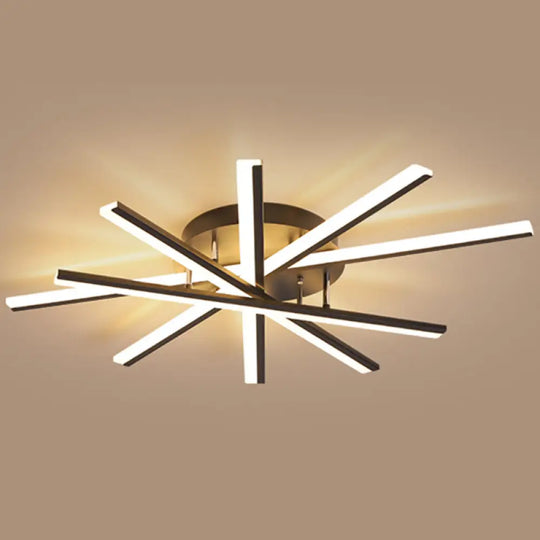 Modern Aluminum Semi Flush Mount Led Ceiling Lamp - Sleek Crossed Line Design For Simplicity And