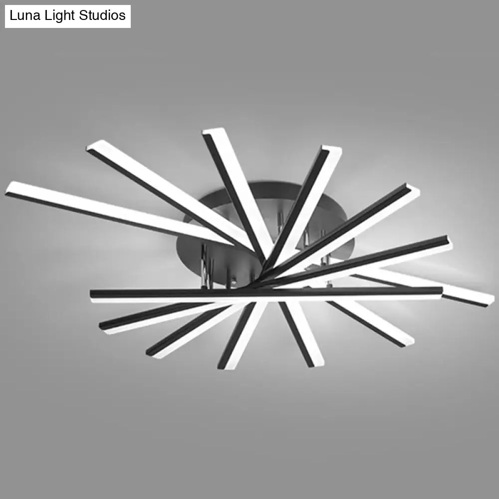 Modern Aluminum Semi Flush Mount Led Ceiling Lamp - Sleek Crossed Line Design For Simplicity And