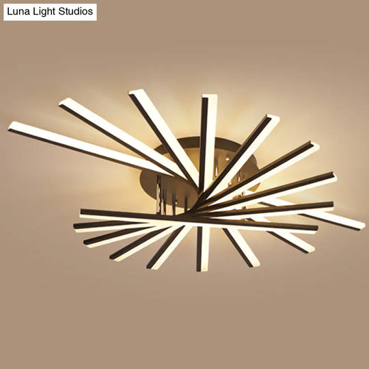 Modern Aluminum Semi Flush Mount Led Ceiling Lamp - Sleek Crossed Line Design For Simplicity And