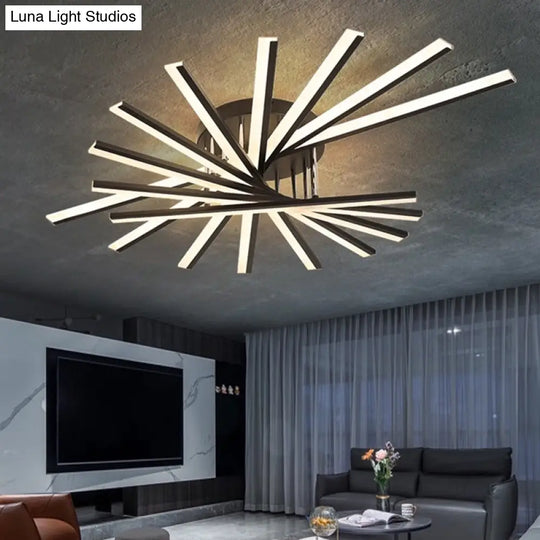 Modern Aluminum Semi Flush Mount Led Ceiling Lamp - Sleek Crossed Line Design For Simplicity And