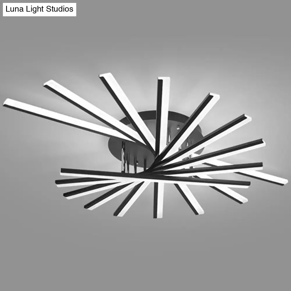 Modern Aluminum Semi Flush Mount Led Ceiling Lamp - Sleek Crossed Line Design For Simplicity And