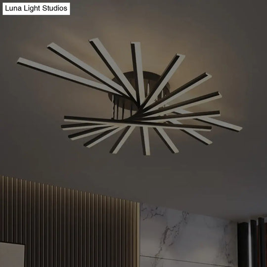 Modern Aluminum Semi Flush Mount Led Ceiling Lamp - Sleek Crossed Line Design For Simplicity And