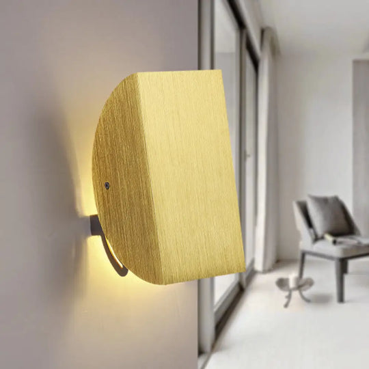 Modern Aluminum Wall Sconce With Foldable Semicircle Shade - 1 Light Black/Gold Finish Gold