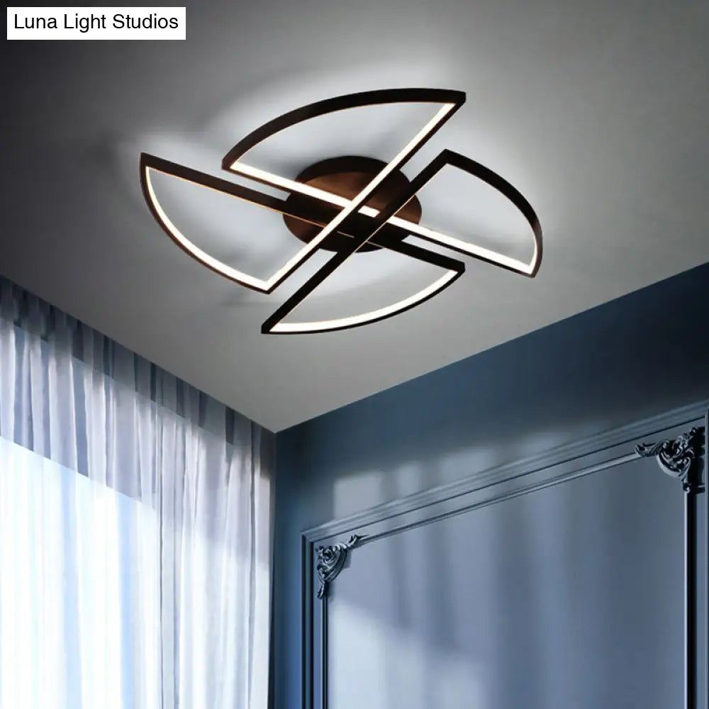 Modern Aluminum Windmill Led Flush Light In Black For Living Rooms - Ceiling Mount / 31.5 White