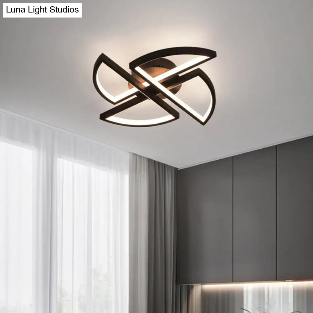 Modern Aluminum Windmill Led Flush Light In Black For Living Rooms - Ceiling Mount / 18 Natural