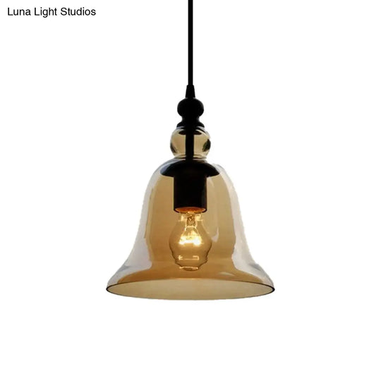 Modern Amber/Clear Glass Bell Pendant Lamp - Stylish Hanging Light For Dining Room