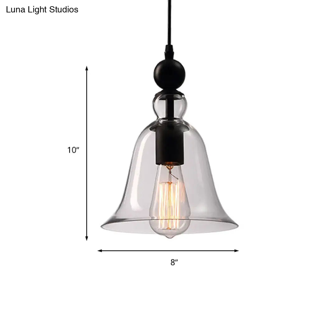 Modern Amber/Clear Glass Bell Pendant Lamp- Dining Room Hanging Light Fixture