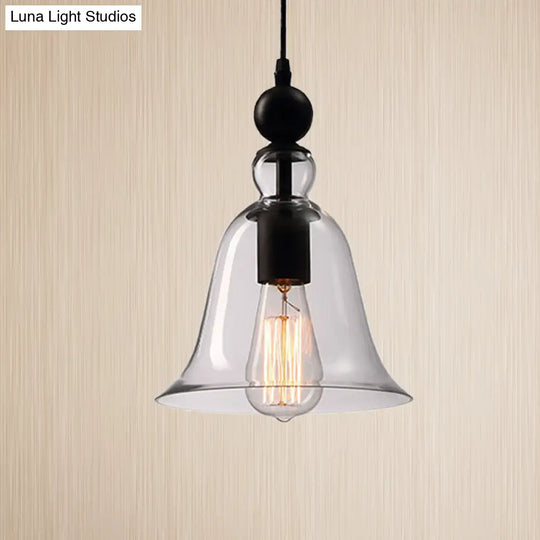 Modern Amber/Clear Glass Bell Pendant Lamp - Stylish Hanging Light For Dining Room