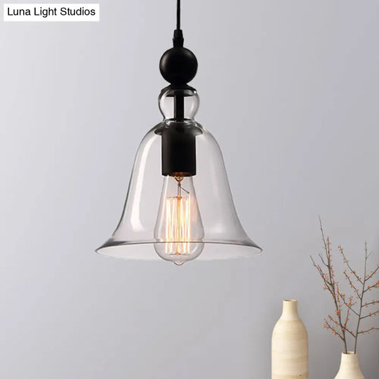 Modern Amber/Clear Glass Bell Pendant Lamp - Stylish Hanging Light For Dining Room