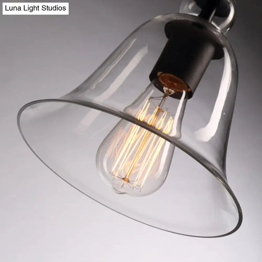 Modern Amber/Clear Glass Bell Pendant Lamp- Dining Room Hanging Light Fixture