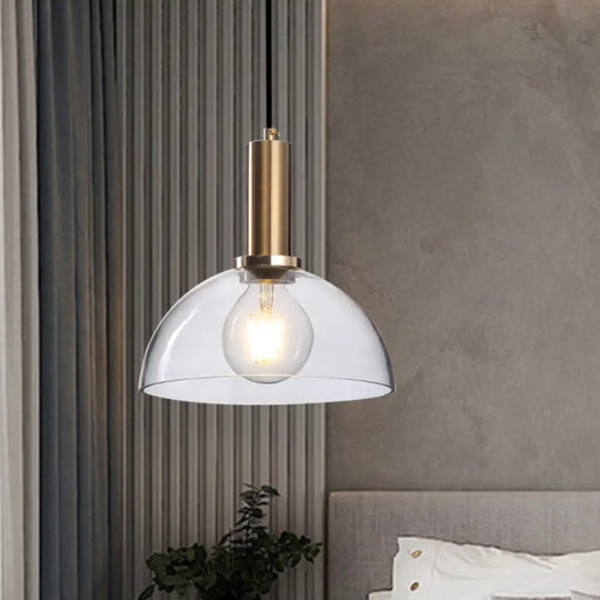 Modern Amber/Clear Glass Curved Shade Pendant Light For Living Room With Brass Lamp Socket Clear /