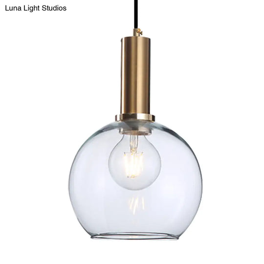 Modern Amber/Clear Glass Curved Shade Pendant Light For Living Room With Brass Lamp Socket