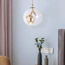 Modern Amber/Clear Glass Dining Room Chandelier With Triple Lights Clear