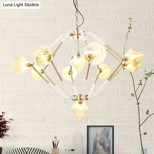 Modern Amber Glass Conical Chandelier - 10 Head Ceiling Lamp For Bedroom