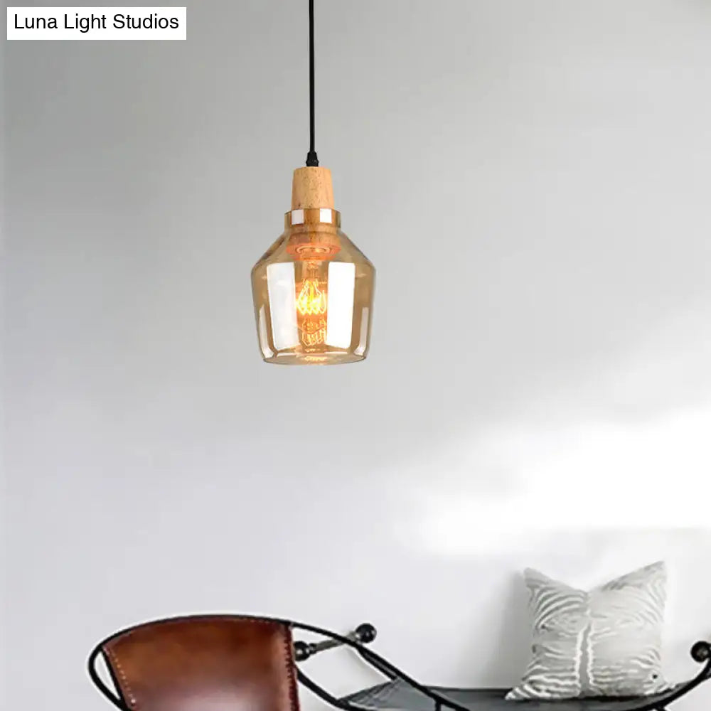 Modern Pendant Lamp With Amber Glass Shade - Barn/Disc/Trifle Hanging Light Kit 5.5/7.5/13 Wide