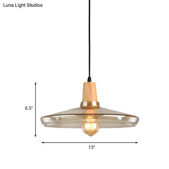 Modern Amber Glass Pendant Lamp Kit - 1 Light Multiple Sizes