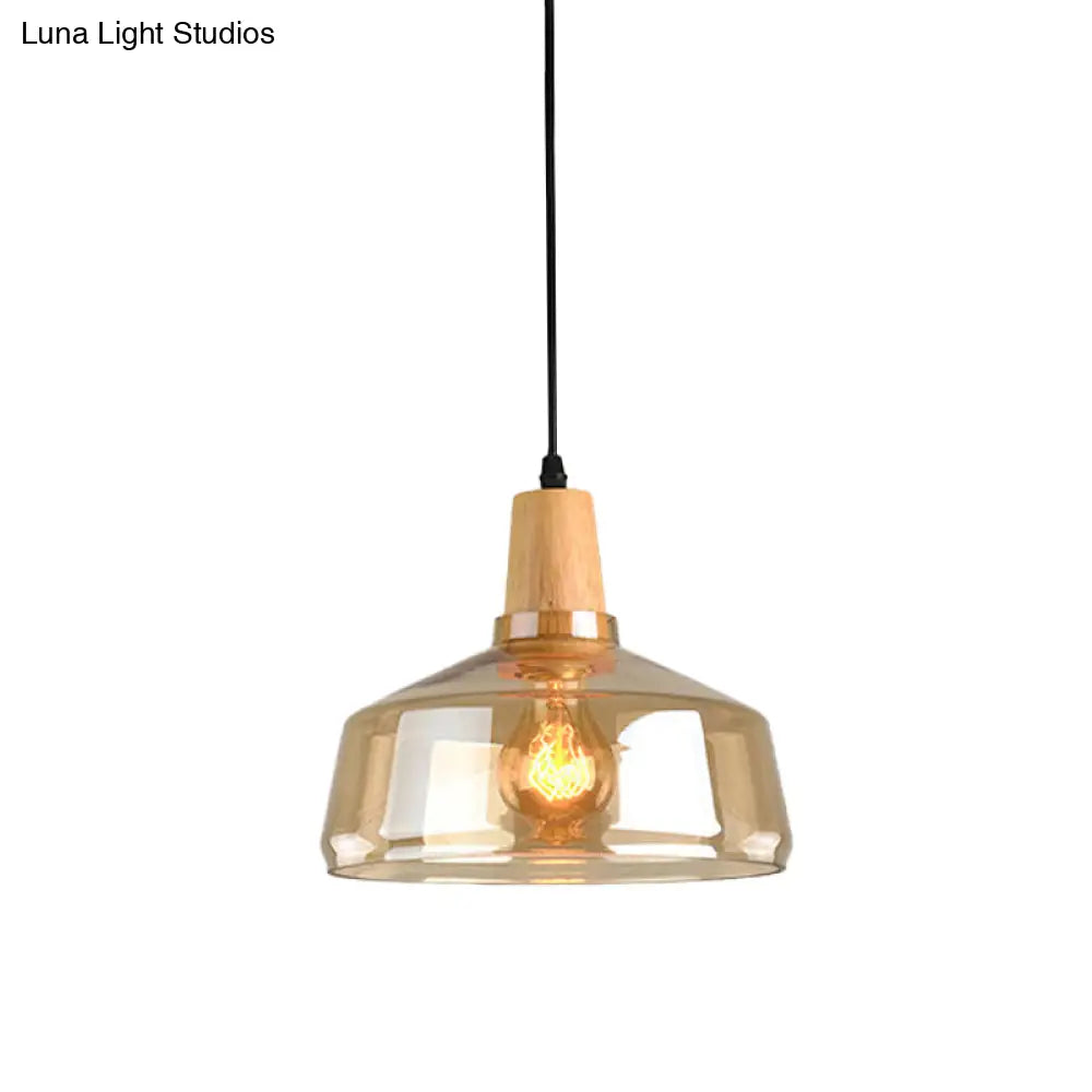 Modern Amber Glass Pendant Lamp Kit - 1 Light Multiple Sizes