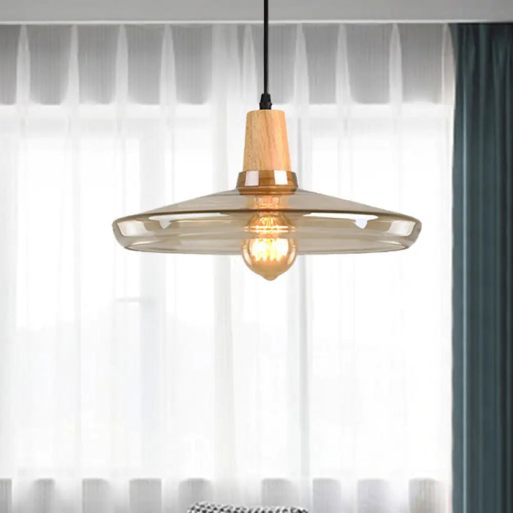 Modern Amber Glass Pendant Lamp Kit - 1 Light Multiple Sizes / 13’