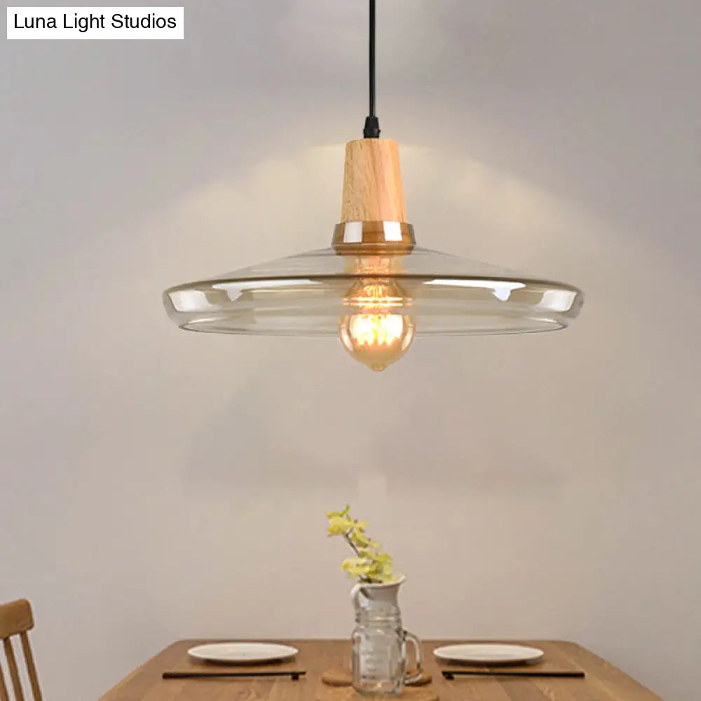 Modern Amber Glass Pendant Lamp Kit - 1 Light Multiple Sizes