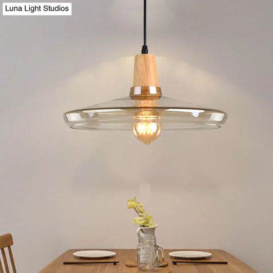 Modern Amber Glass Pendant Lamp Kit - 1 Light Multiple Sizes