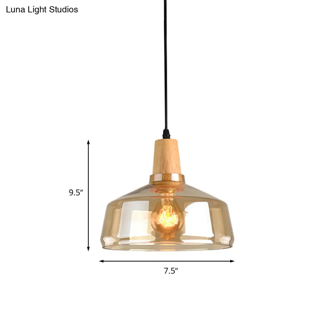 Modern Amber Glass Pendant Lamp Kit - 1 Light Multiple Sizes