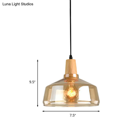 Modern Amber Glass Pendant Lamp Kit - 1 Light Multiple Sizes