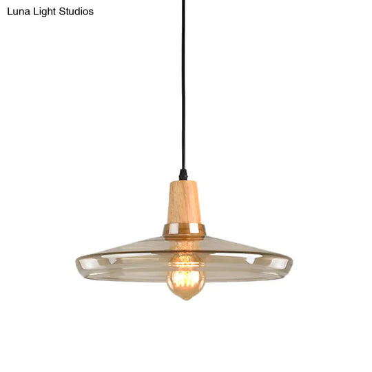 Modern Amber Glass Pendant Lamp Kit - 1 Light Multiple Sizes