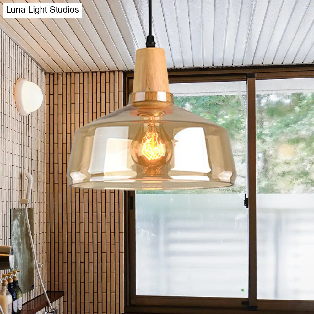 Modern Amber Glass Pendant Lamp Kit - 1 Light Multiple Sizes