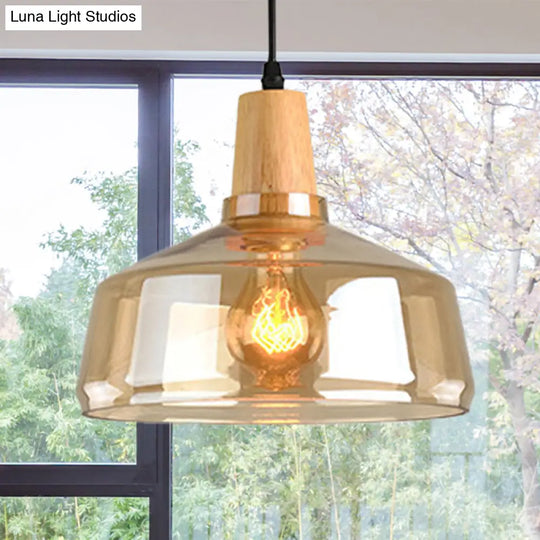 Modern Amber Glass Pendant Lamp Kit - 1 Light Multiple Sizes