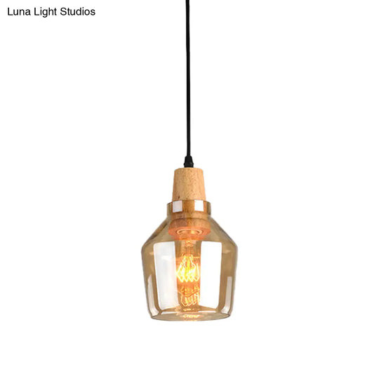 Modern Amber Glass Pendant Lamp Kit - 1 Light Multiple Sizes