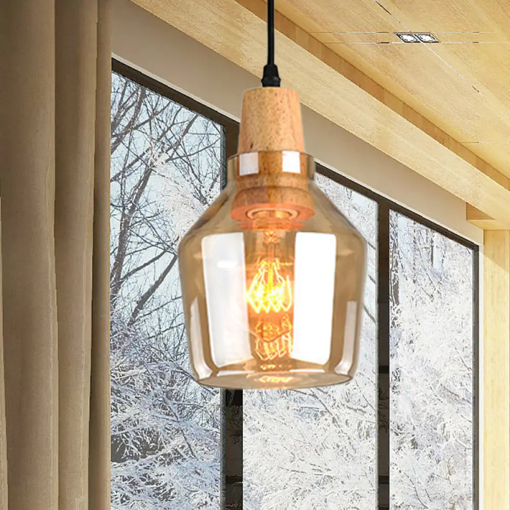 Modern Amber Glass Pendant Lamp Kit - 1 Light Multiple Sizes / 5.5’