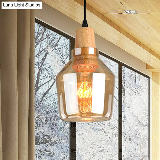 Modern Pendant Lamp With Amber Glass Shade - Barn/Disc/Trifle Hanging Light Kit 5.5/7.5/13 Wide /