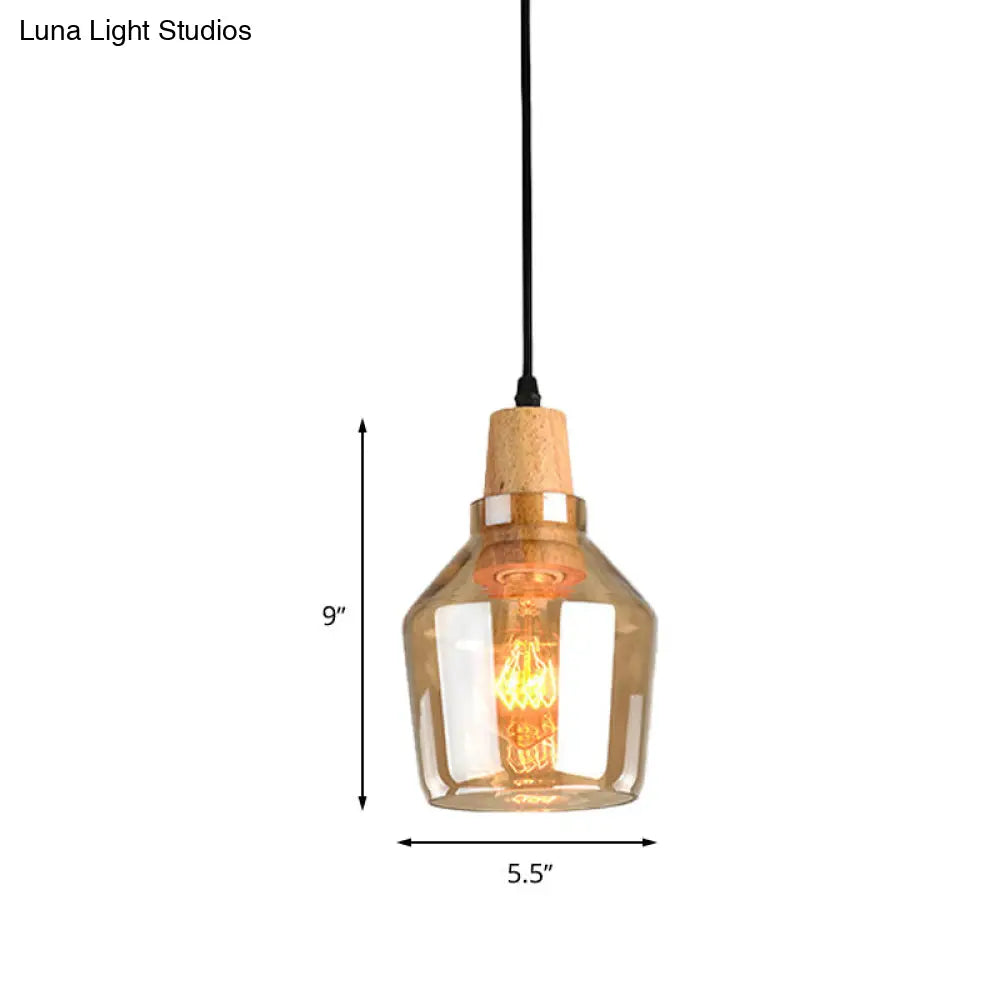 Modern Pendant Lamp With Amber Glass Shade - Barn/Disc/Trifle Hanging Light Kit 5.5/7.5/13 Wide