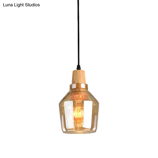 Modern Pendant Lamp With Amber Glass Shade - Barn/Disc/Trifle Hanging Light Kit 5.5/7.5/13 Wide