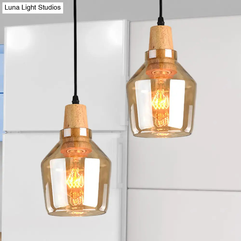 Modern Amber Glass Pendant Lamp Kit - 1 Light Multiple Sizes